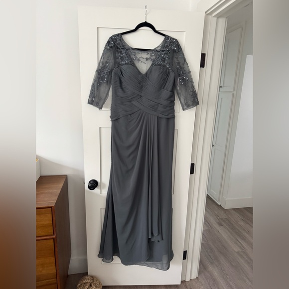 Dresses & Skirts - Steel Grey with Lace Detailing Mother of the Bride Dress